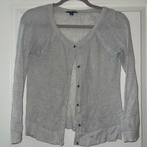 American Eagle Light Weight Cream Colored Cardigan with Metal Buttons